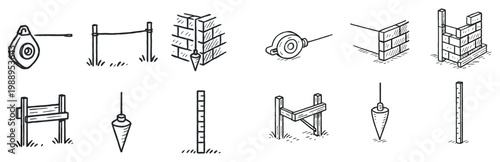 Surveying icons with plumb tape post sketch