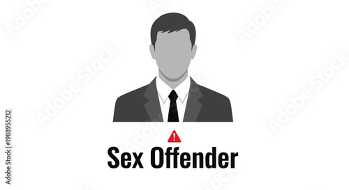 Sex Offender Warning Concept with Anonymous Male Avatar and Alert Icon