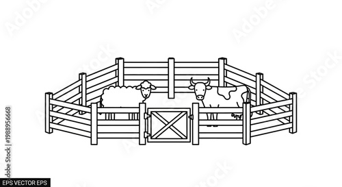 Cattle in Fenced Corral.