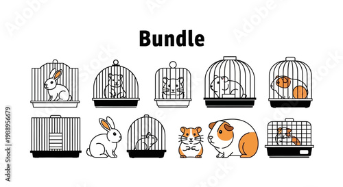 Caged Rabbits and Guinea Pigs.
