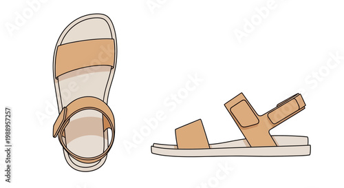 Tan Sandals Illustration.