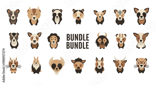 Various Animal Faces Collection.