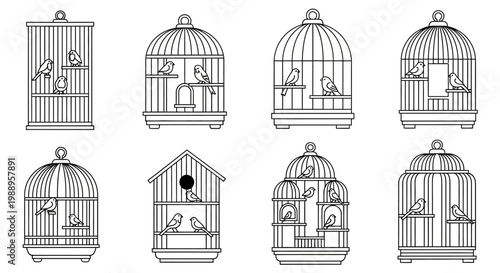 Bird Cages Collection Illustration.