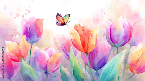 watercolor botanical butterfly and flowers texture template background.Elegant wedding invitation card background . Minimal hand painted Design for wedding or Valentine's Day