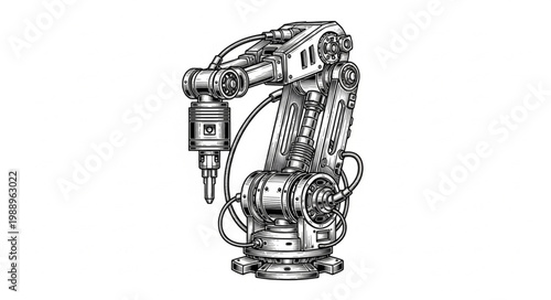 Detailed Robotic Arm Engineering Illustration 