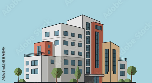 Modern Multi-Storey Urban Building Structure.