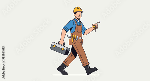 Man in hard hat holding tools.