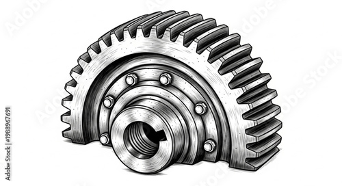 Industrial Gear Symbol Line Art 