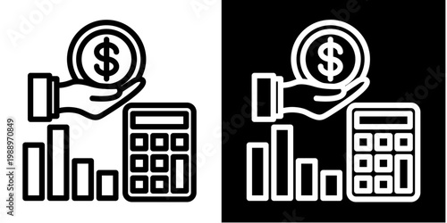 Financial Report Icon Set White Style Collection