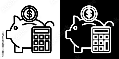 Savings Icon Set White Style Collection