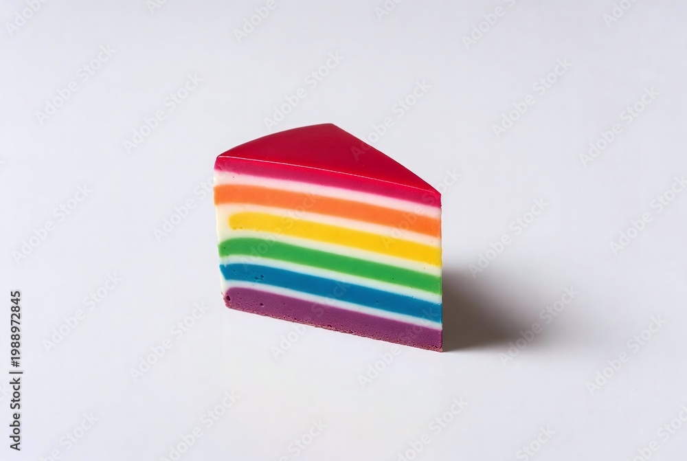 Fototapeta premium Colorful Rainbow Cake Slice: Vibrant Dessert Artistry and Culinary Creativity for Celebrations