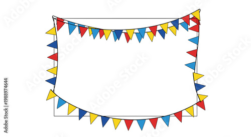 Colorful pennant banner with triangular flags for celebration decoration