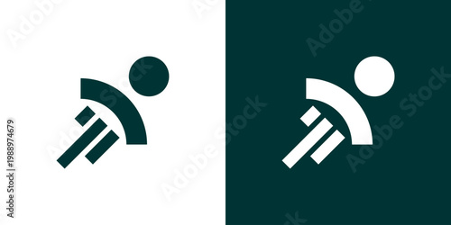 Dual meaning logo combining people and launch elements, symbolizing momentum, progress, dynamic teamwork, adaptability, and a smooth journey toward shared goals