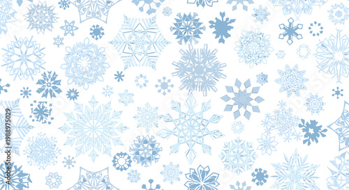 Collection of various snowflakes with intricate details