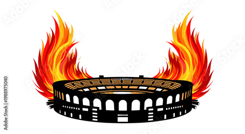 Fire ring with flames on a for dramatic effect