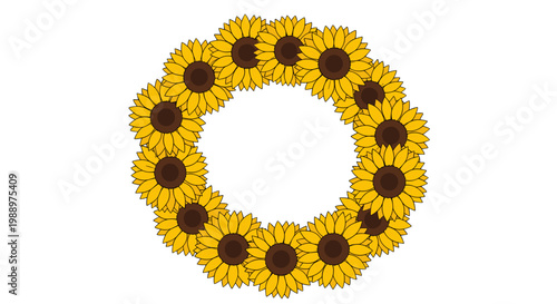 Beautiful sunflower wreath with vibrant yellow flowers