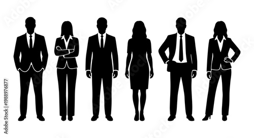 Business people silhouettes, professional corporate team, office staff vector icons