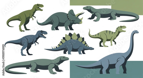Collection of various prehistoric dinosaur species illustrations.