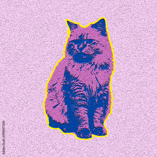purple cat with the yellow line