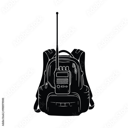 Military tactical backpack with radio antenna for field communication