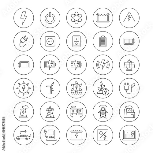 Energy and Power Line Icons Set design vector templates simple and modern