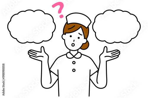 二つの選択肢を迷っている女性看護師