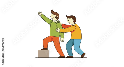 Two men assisting each other concept illustration