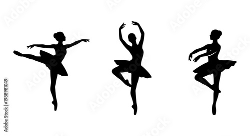 Ballerina silhouette set, ballet dancer vector icons, elegant dancing woman figures