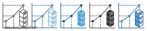 Demand forecasting icon set multiple style collection