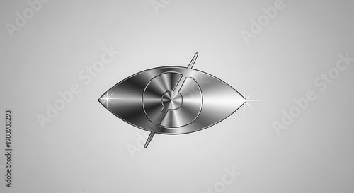 Sleek metallic hidden eye icon design symbolizing privacy and restricted access in digital contexts