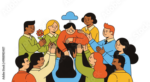 Diverse group supporting someone in need illustration