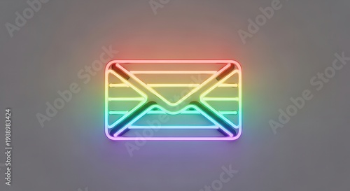 Electrifying rainbow spectrum email icon illuminating a sleek minimalist backdrop