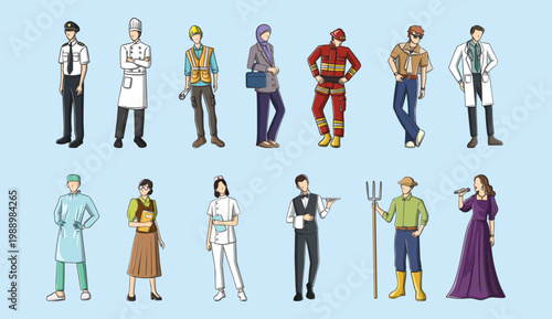 Diverse Professionals in Flat Illustration