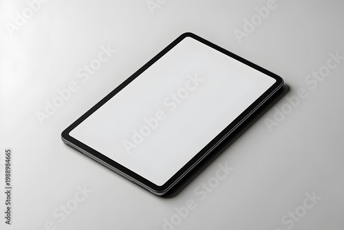 A tablet mockup slightly tilted with a blank screen