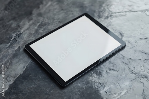 A tablet mockup slightly tilted with a blank screen