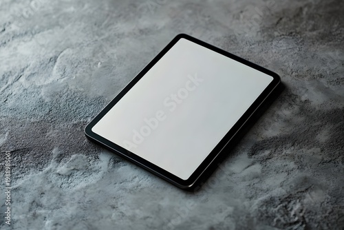 A tablet mockup slightly tilted with a blank screen