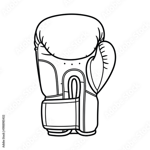 Black and white line art illustration of a single boxing glove, depicting essential sports equipment for combat and training.