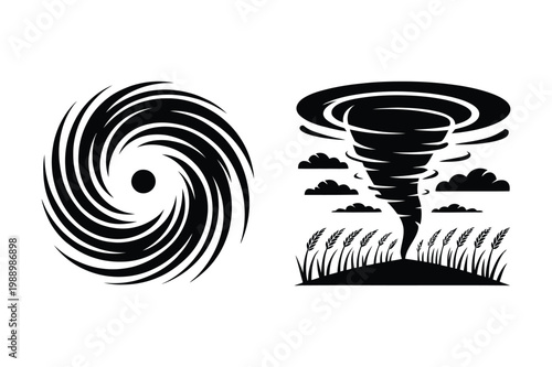 Hurricane cyclone swirl and tornado natural disaster weather phenomena vector