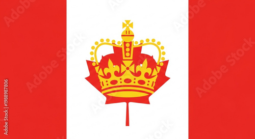 Canadian flag with crown on maple leaf symbolizing national pride and royalty