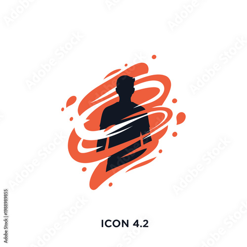 Canvastavla Silhouette Man with Dynamic Swirls and Splatters, Abstract Energy