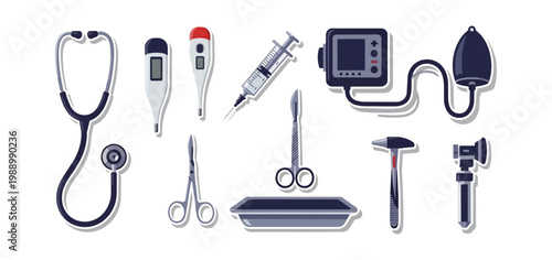 Medical instruments assortment illustration vector graphic design