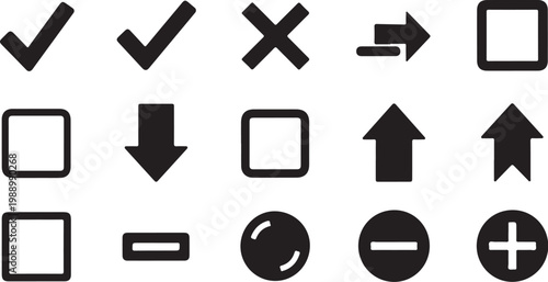 Black and white set of various icons symbols