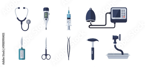 Medical instruments illustration on black background