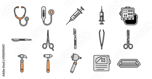 Medical instruments set illustration on black background