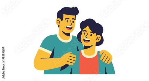 Happy couple embracing smiling together vector illustration