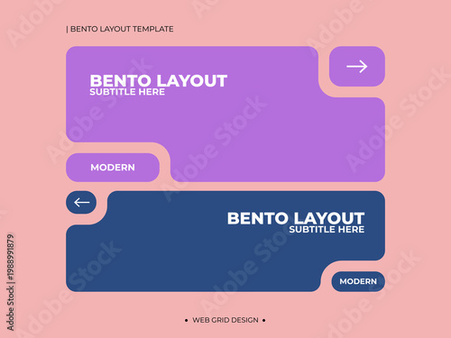 Modern Bento Layout Grid Template for Web Design UI UX and Creative Digital Portfolio with Organic Shapes