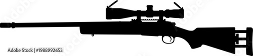 M24 Sniper Rifle Silhouette With Long Range Scope Vector Illustration