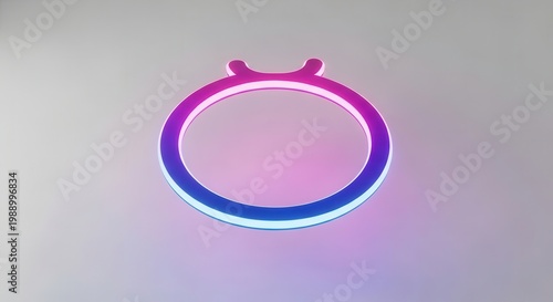 Vibrant neon Taurus zodiac symbol with a futuristic gradient glow on a subtle background