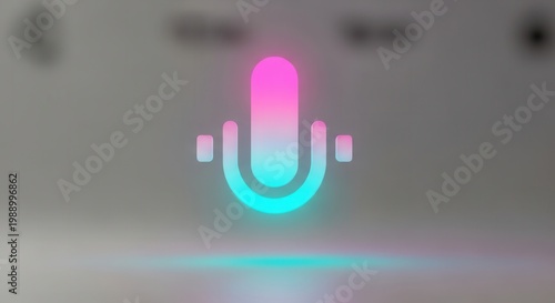 Vibrant glowing microphone icon representing voice assistant and digital audio control technology