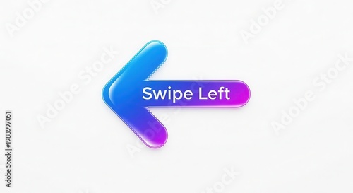 Dynamic Glossy Swipe Left Arrow for Modern Digital User Interface Navigation Indicator